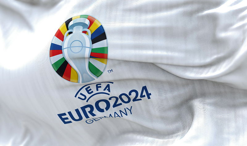 euro 2024 germany tournament flag in the wind close up
